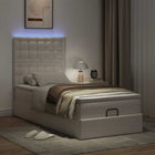 Ottoman bed with mattress and LEDs 100x200cm faux leather white