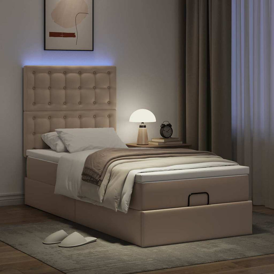 Ottoman bed met matras en LED's 100x200cm kunstleer