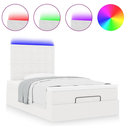 Ottoman bed met matras en LED's 120x190 cm kunstleer wit
