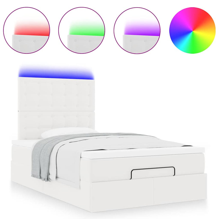 Ottoman bed met matras en LED's 120x190 cm kunstleer wit