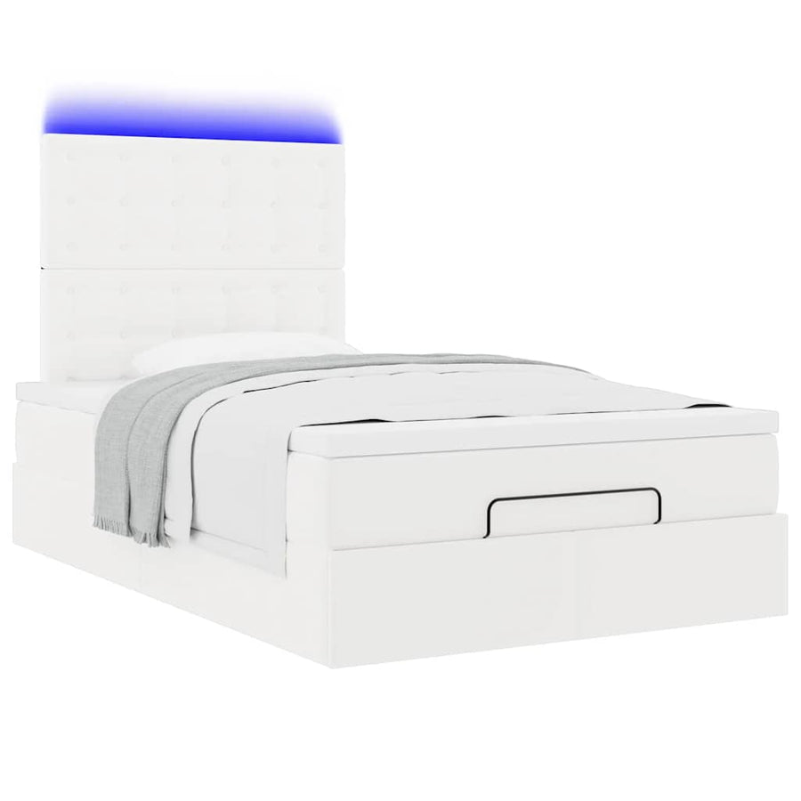 Ottoman bed met matras en LED's 120x190 cm kunstleer wit