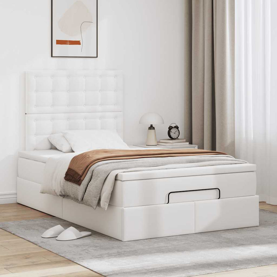 Ottoman bed met matras en LED's 120x190 cm kunstleer wit