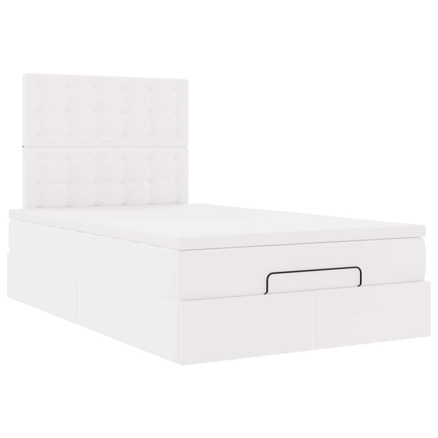 Ottoman bed met matras en LED's 120x190 cm kunstleer wit