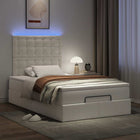 Ottomaan bed 120x190 cm kunstleer wit met matras en LED