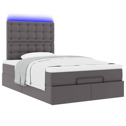 Ottoman bed met matras en LED's 120x190 cm kunstleer grijs