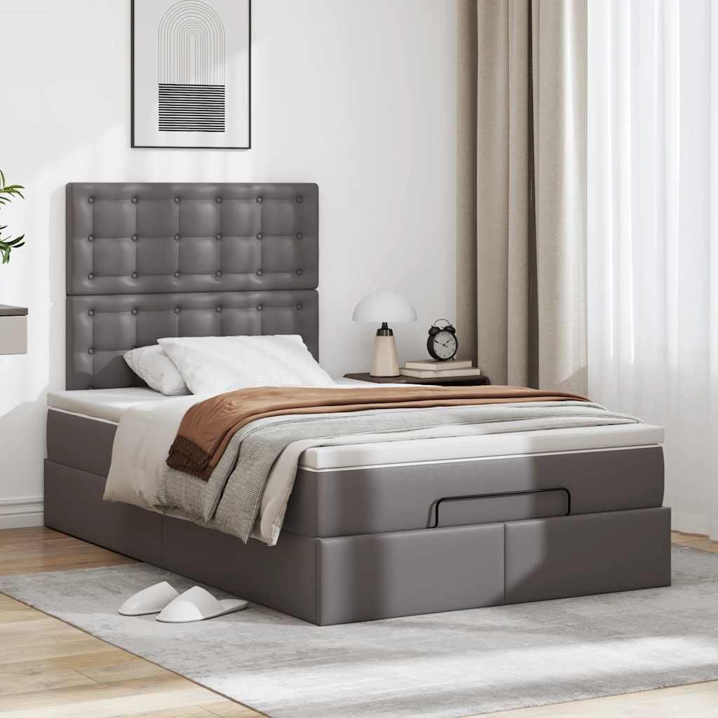 Ottoman bed met matras en LED's 120x190 cm kunstleer grijs