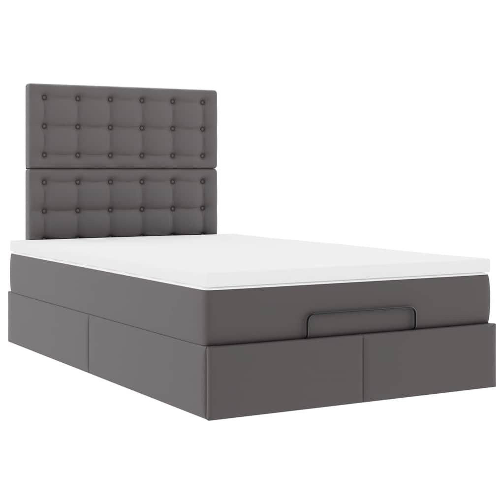 Ottoman bed met matras en LED's 120x190 cm kunstleer grijs