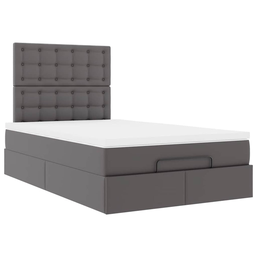 Ottoman bed met matras en LED's 120x190 cm kunstleer grijs