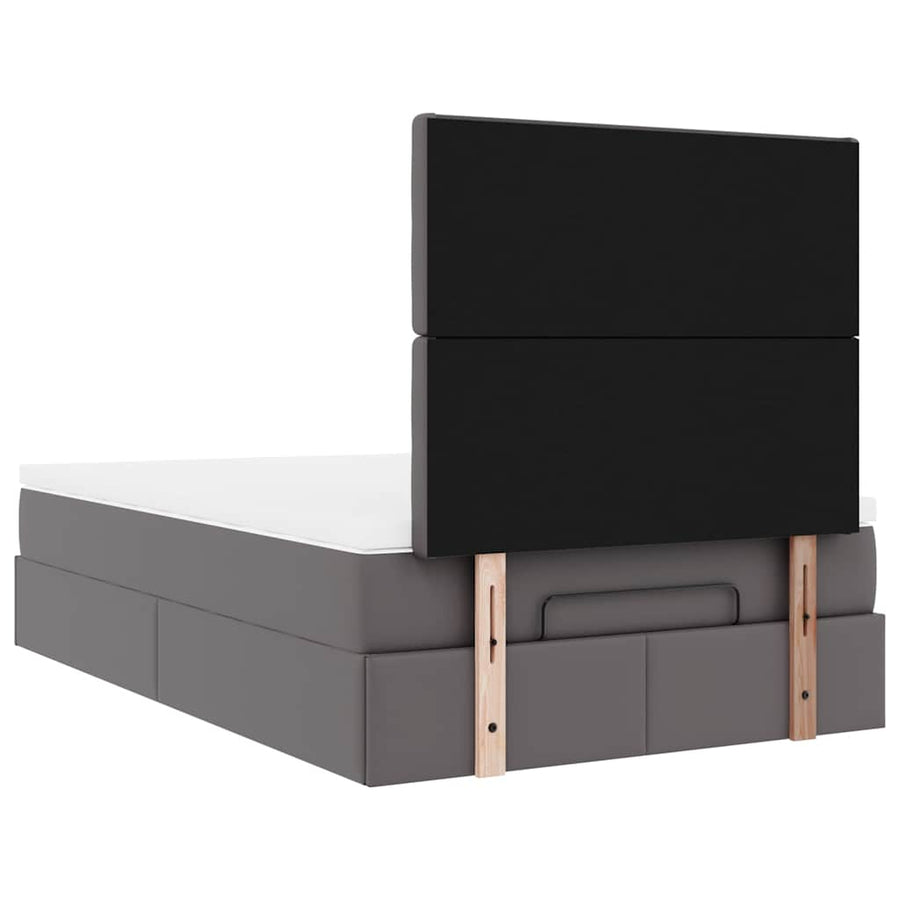 Ottoman bed met matras en LED's 120x190 cm kunstleer grijs