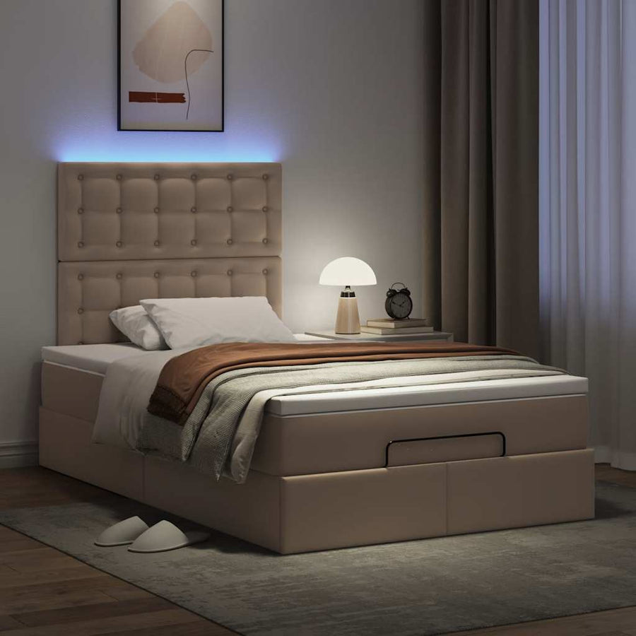 Ottoman bed met matras en LED's 120x190 cm kunstleer