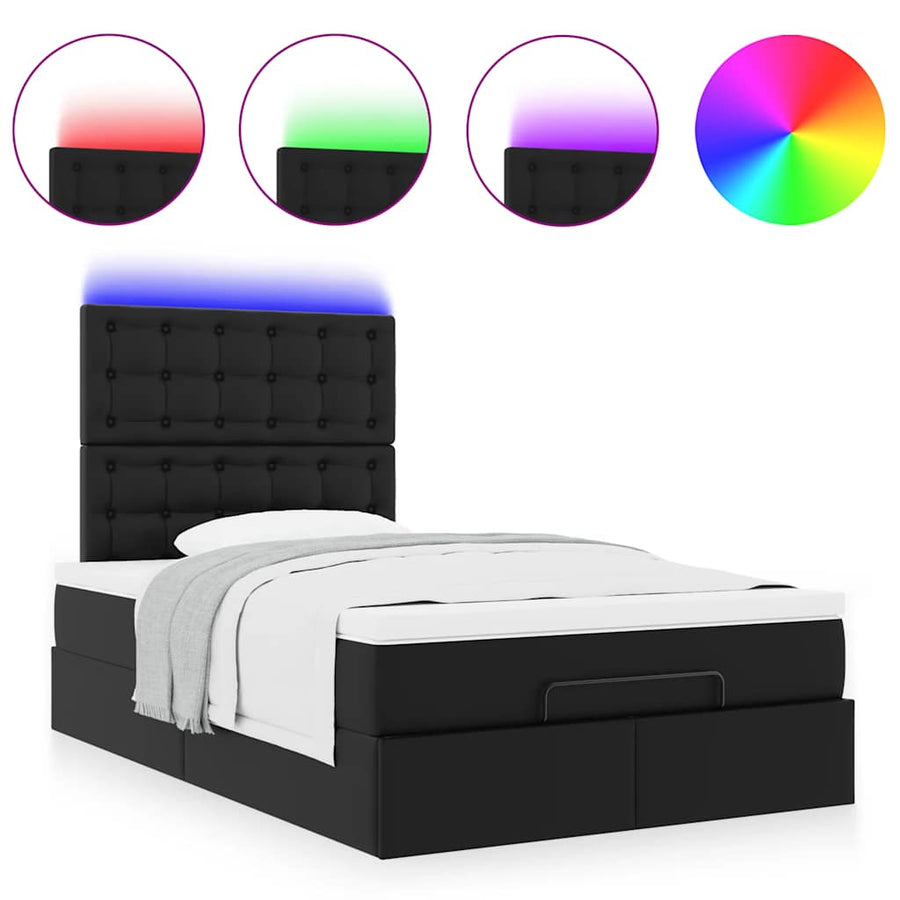 Ottoman bed met matras en LED's 120x200cm kunstleer zwart