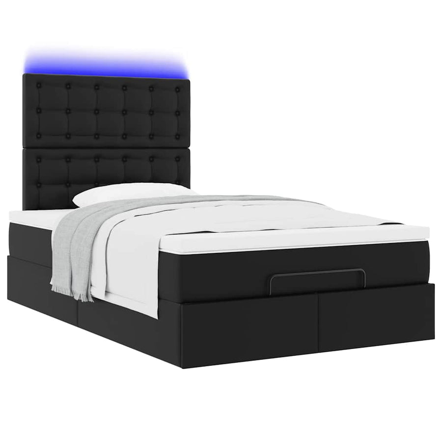 Ottoman bed met matras en LED's 120x200cm kunstleer zwart