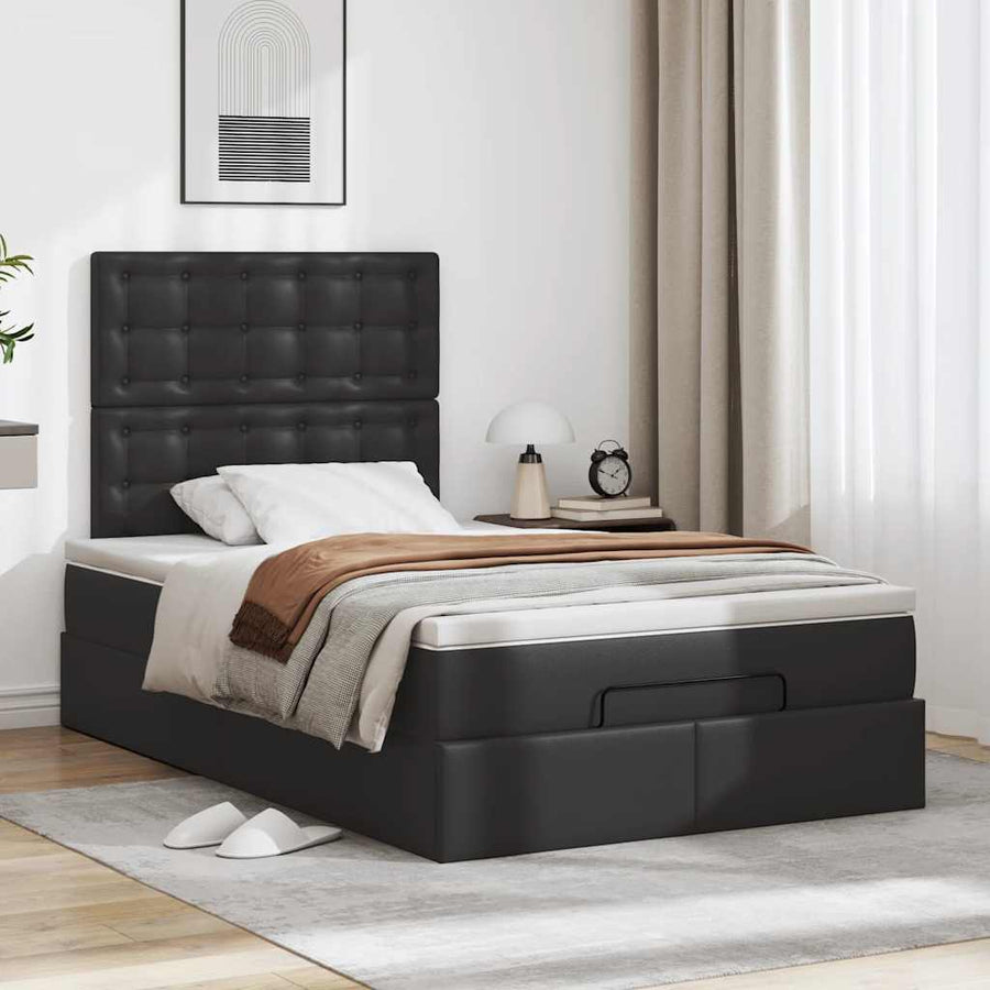 Ottoman bed met matras en LED's 120x200cm kunstleer zwart