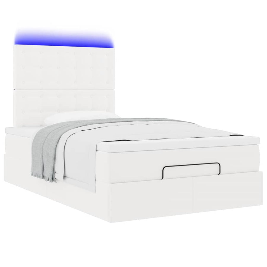 Ottoman bed met matras en LED's 120x200cm kunstleer wit