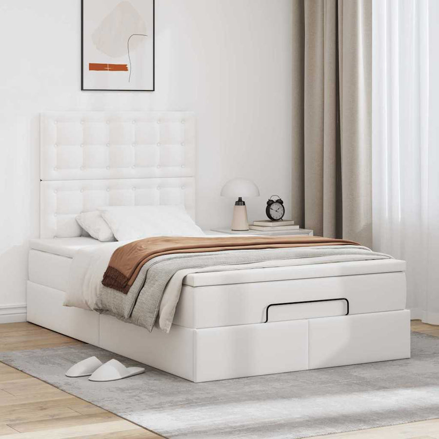 Ottoman bed met matras en LED's 120x200cm kunstleer wit