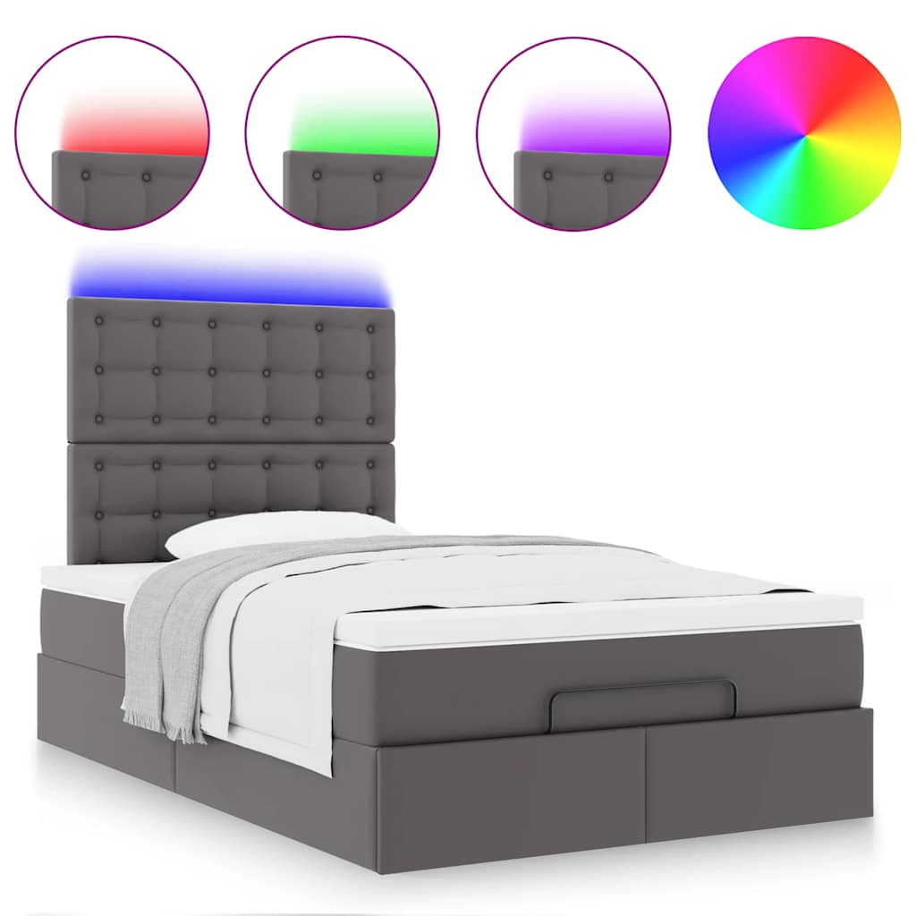 Ottoman bed met matras en LED's 120x200cm kunstleer grijs