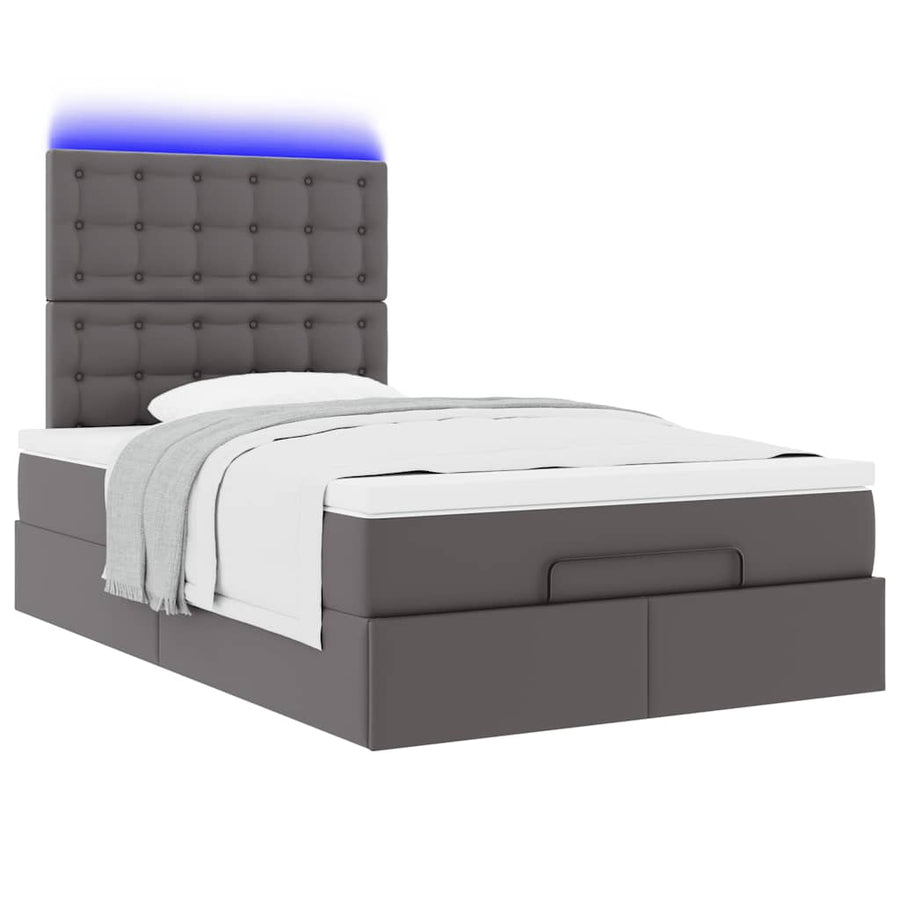 Ottoman bed met matras en LED's 120x200cm kunstleer grijs