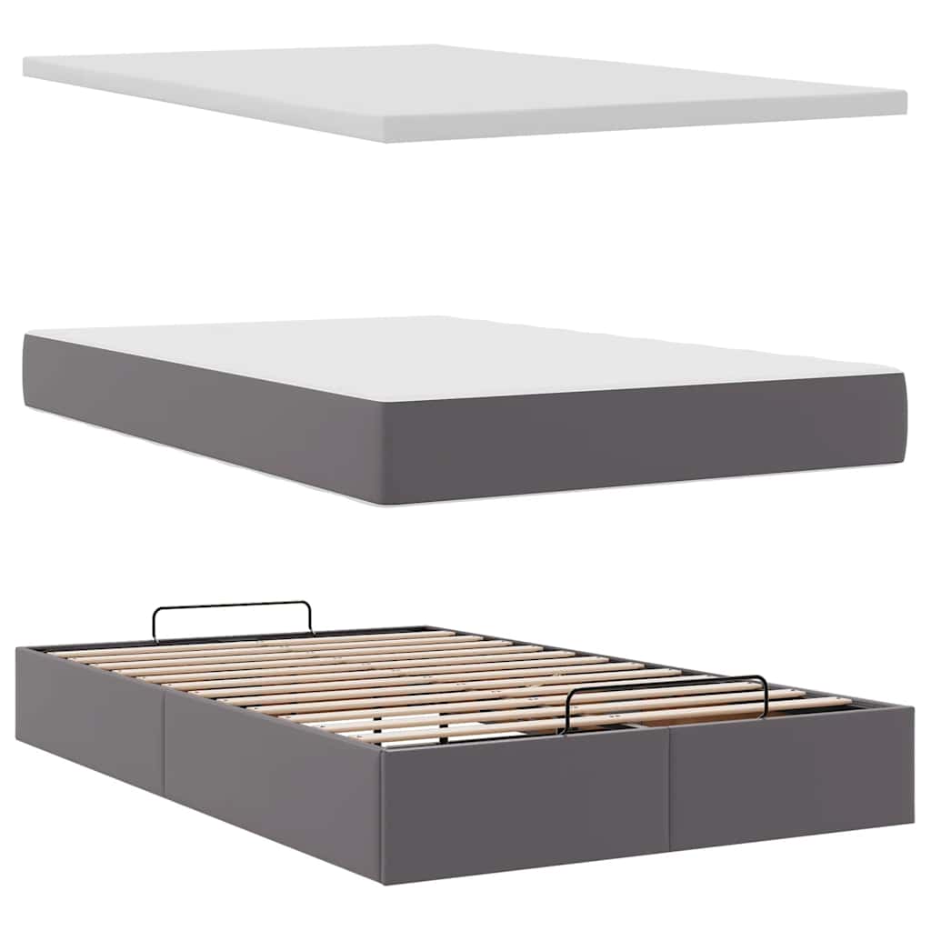 Ottoman bed met matras en LED's 120x200cm kunstleer grijs