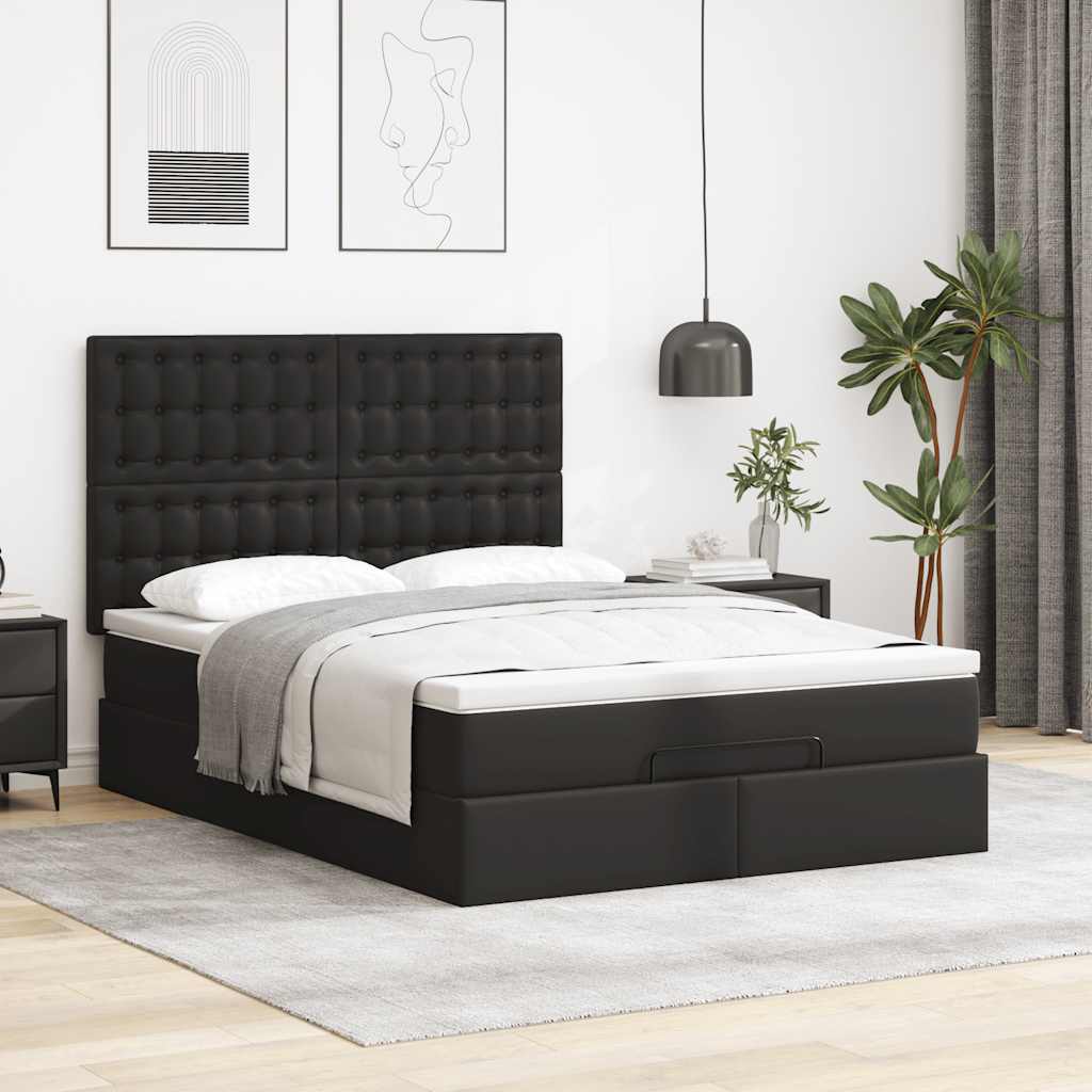 Ottoman bed met matras en LED's 140x190cm kunstleer zwart