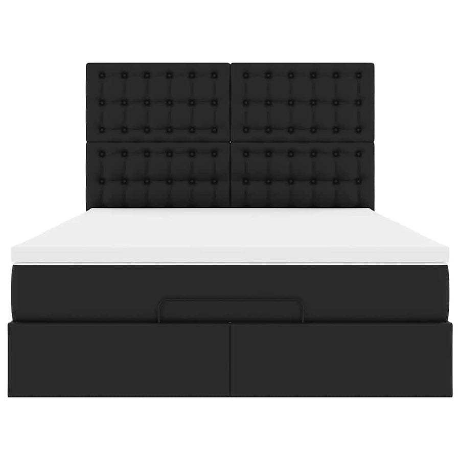 Ottoman bed met matras en LED's 140x190cm kunstleer zwart