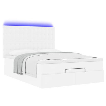 Ottoman bed met matras en LED's 140x190cm kunstleer wit