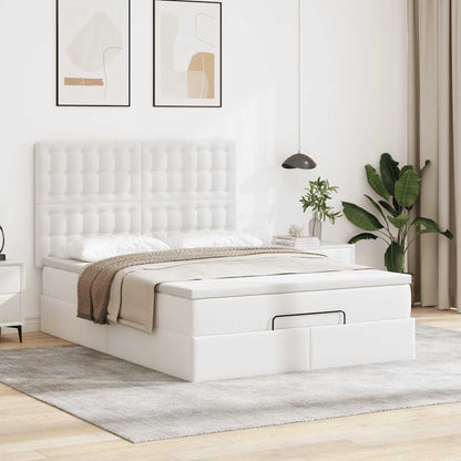 Ottoman bed met matras en LED's 140x190cm kunstleer wit