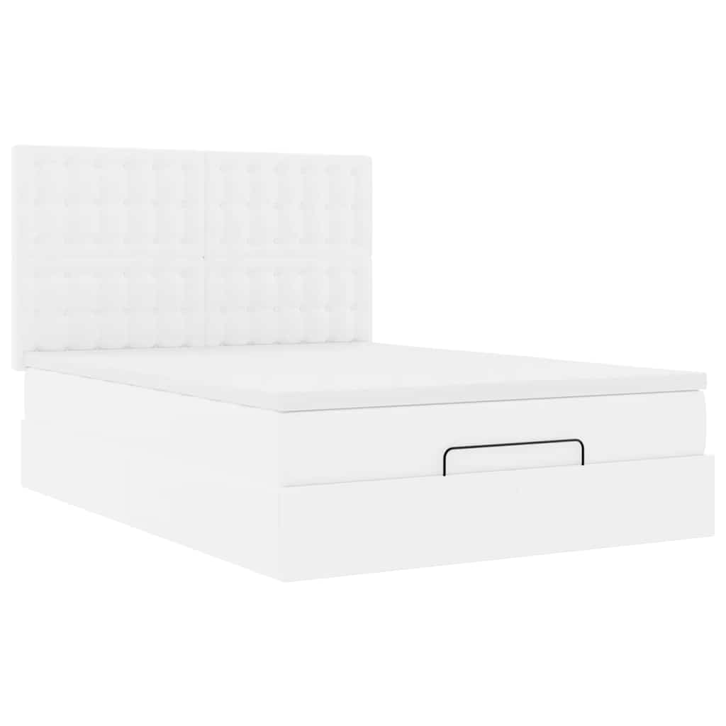 Ottoman bed met matras en LED's 140x190cm kunstleer wit