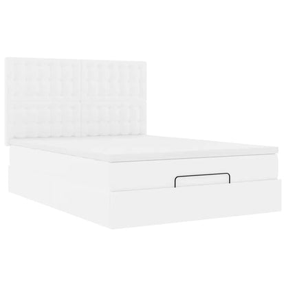 Ottoman bed met matras en LED's 140x190cm kunstleer wit
