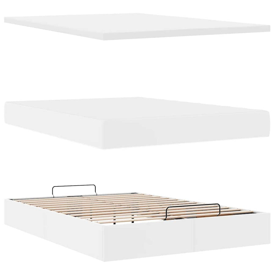 Ottoman bed met matras en LED's 140x190cm kunstleer wit