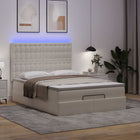 Ottoman Bed with Mattress and LEDs 140x190cm Faux Leather White
