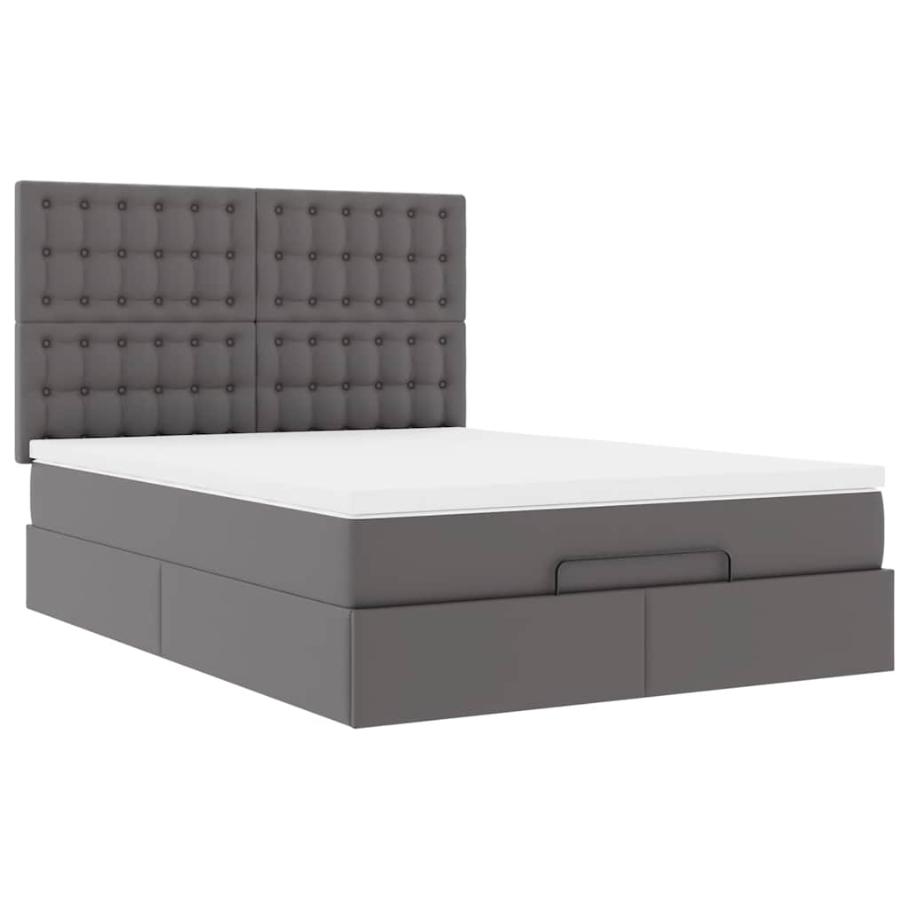 Ottoman bed met matras en LED's 140x190cm kunstleer grijs