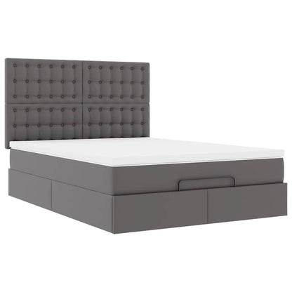 Ottoman bed met matras en LED's 140x190cm kunstleer grijs