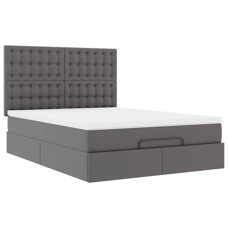 Ottoman bed met matras en LED's 140x190cm kunstleer grijs