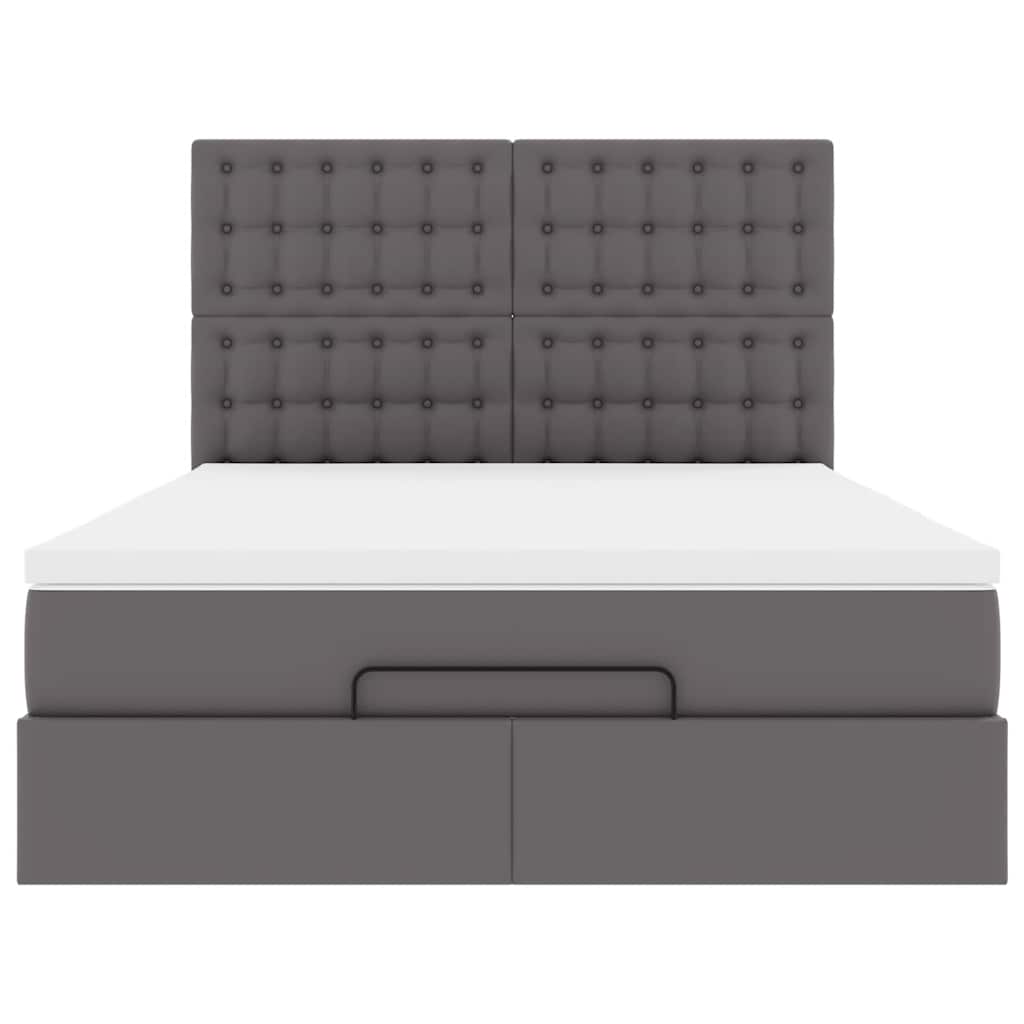 Ottoman bed met matras en LED's 140x190cm kunstleer grijs