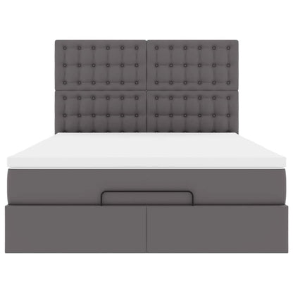 Ottoman bed met matras en LED's 140x190cm kunstleer grijs