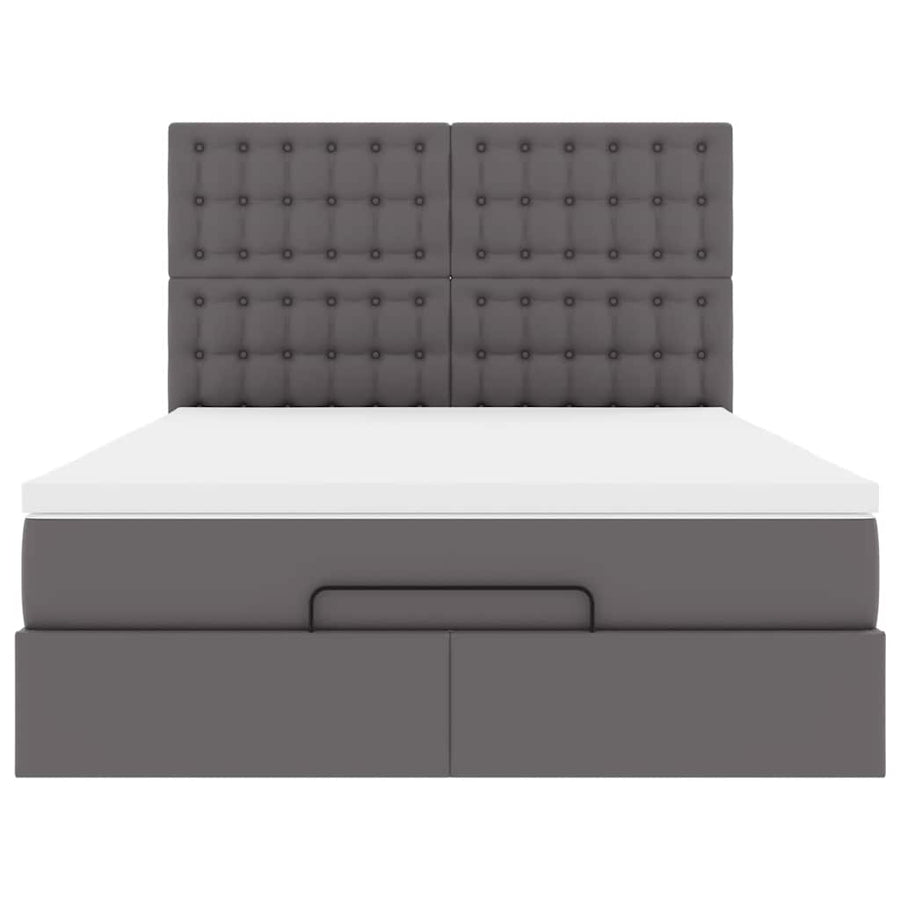 Ottoman bed met matras en LED's 140x190cm kunstleer grijs