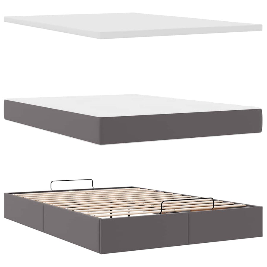 Ottoman bed met matras en LED's 140x190cm kunstleer grijs