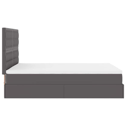 Ottoman bed met matras en LED's 140x190cm kunstleer grijs