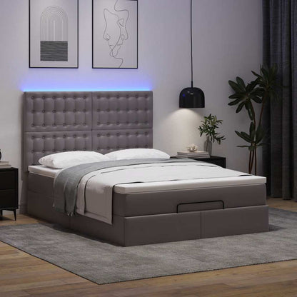 Ottoman bed met matras en LED's 140x190cm kunstleer grijs