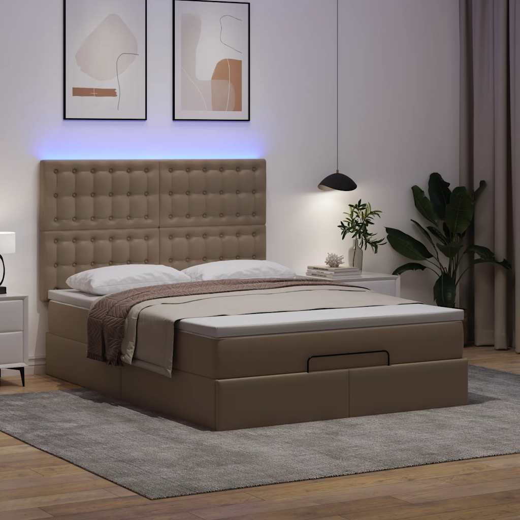 Ottoman bed met matras en LED's 140x190cm kunstleer