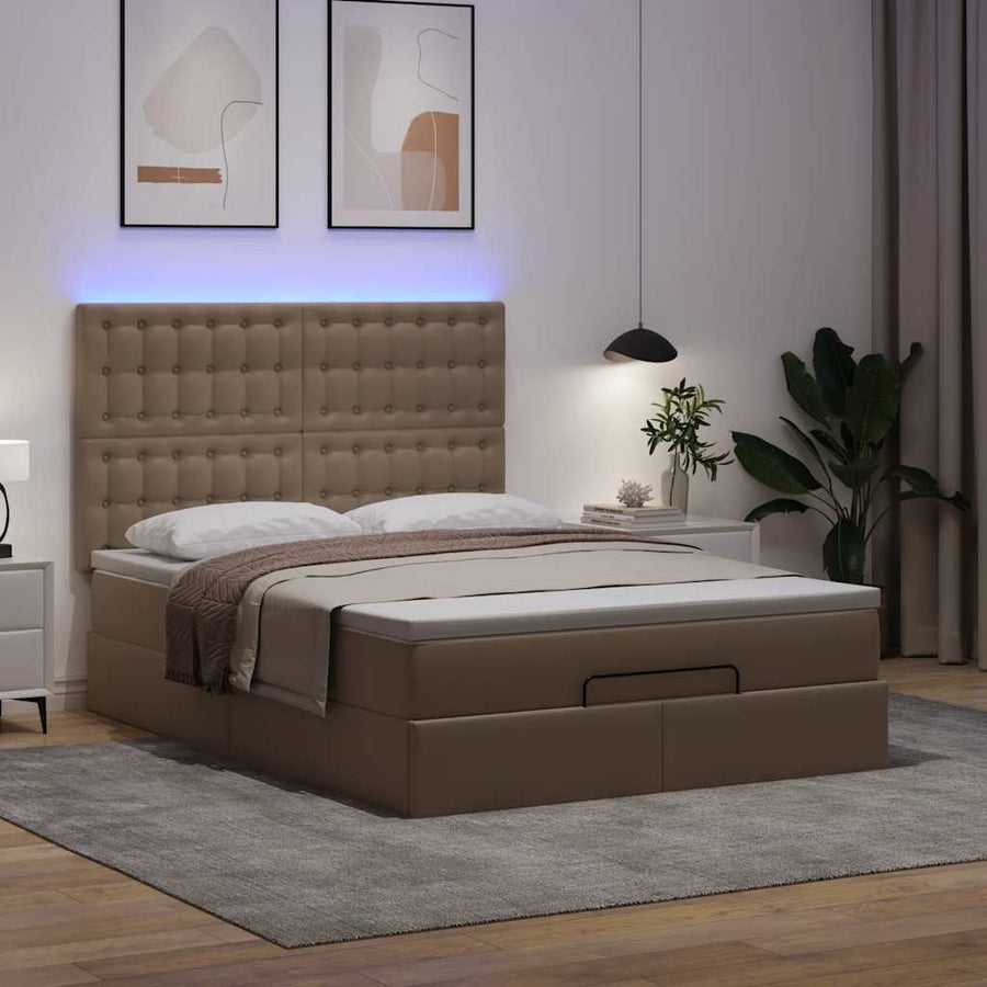 Ottoman bed met matras en LED's 140x190cm kunstleer