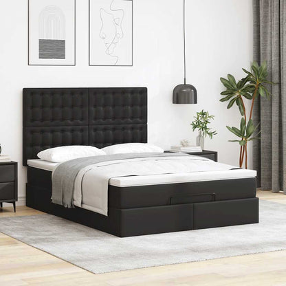 Ottoman bed met matras en LED's 140x200cm kunstleer zwart