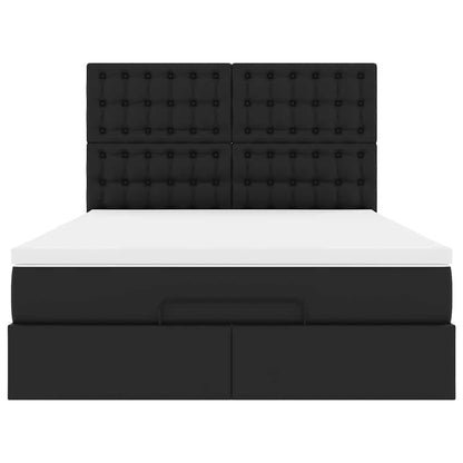 Ottoman bed met matras en LED's 140x200cm kunstleer zwart
