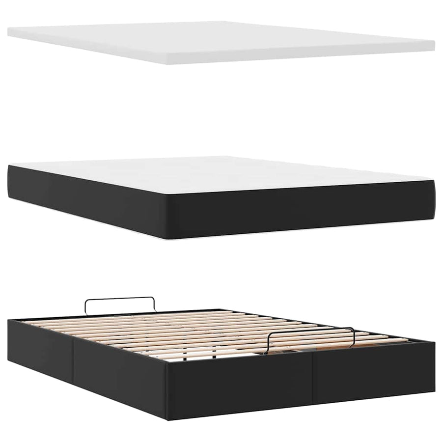 Ottoman bed met matras en LED's 140x200cm kunstleer zwart