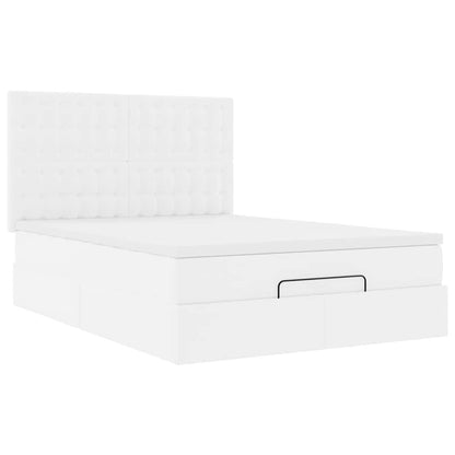 Ottoman bed met matras en LED's 140x200cm kunstleer wit