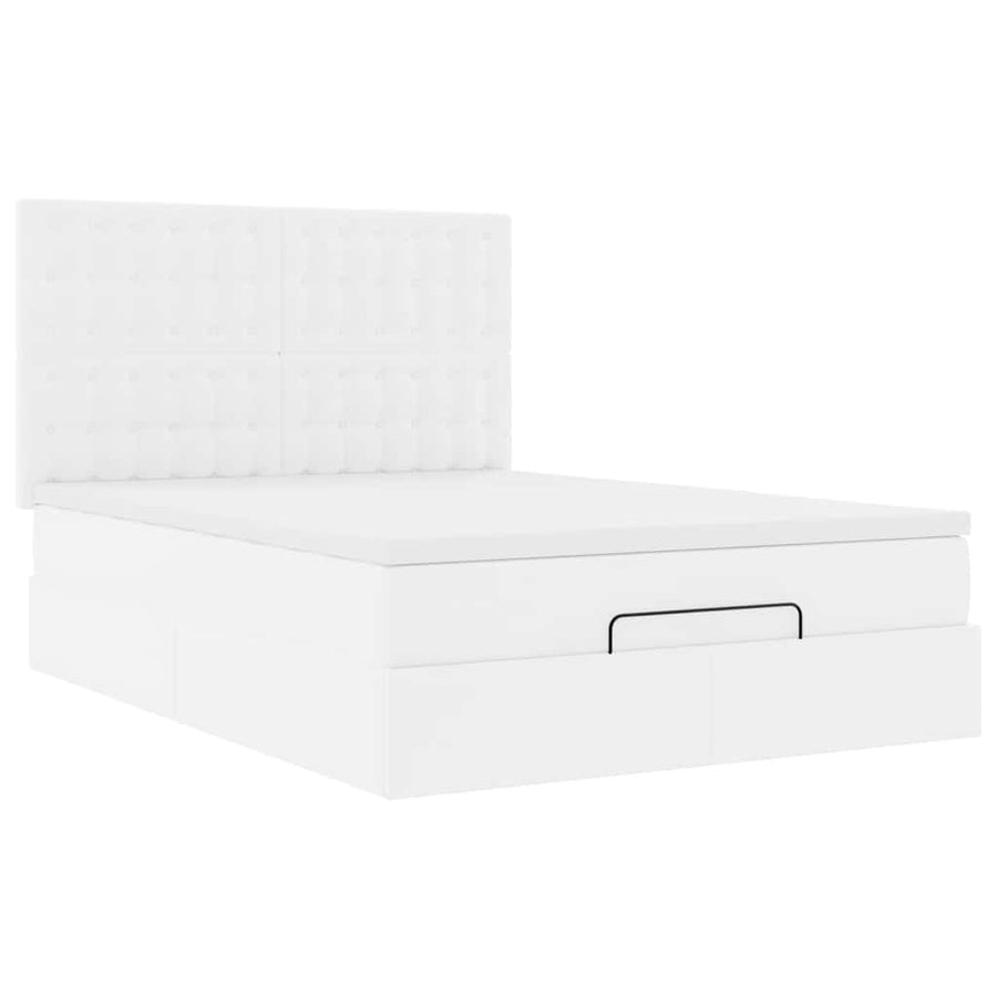 Ottoman bed met matras en LED's 140x200cm kunstleer wit
