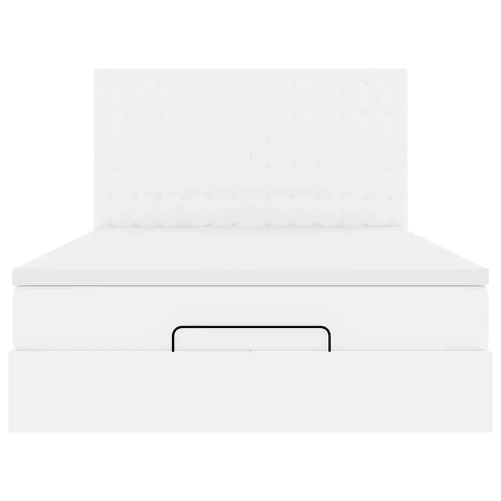 Ottoman bed met matras en LED's 140x200cm kunstleer wit