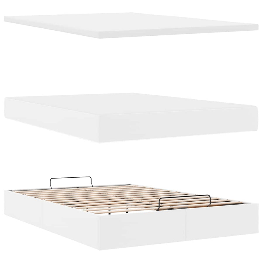 Ottoman bed met matras en LED's 140x200cm kunstleer wit