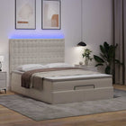 Ottoman bed with mattress and LEDs 140x200cm faux leather white