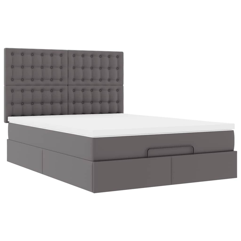 Ottoman bed met matras en LED's 140x200cm kunstleer grijs